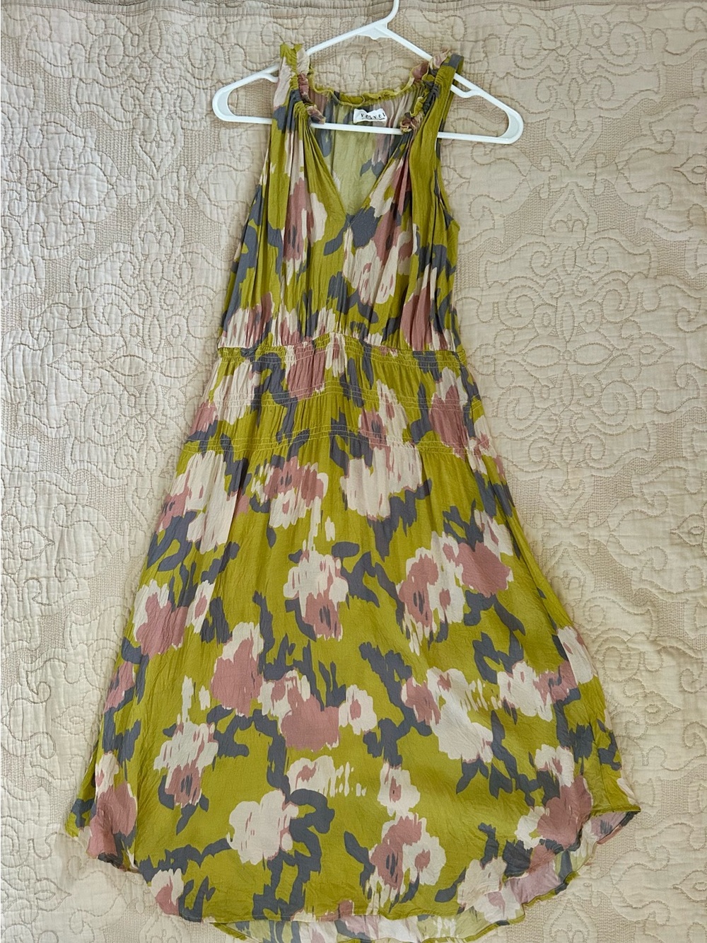 Velvet by Graham & Spencer Olive Green Floral Midi Dress